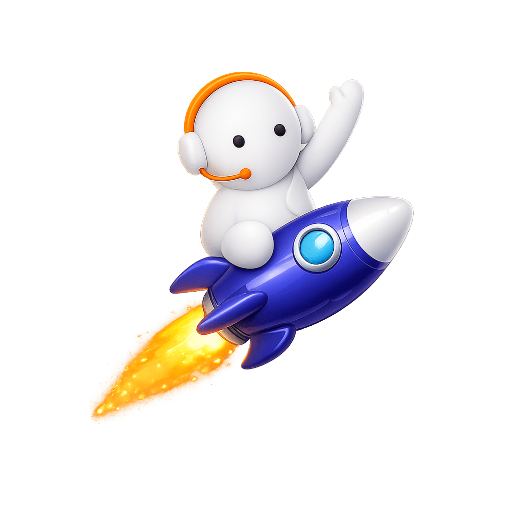 A Workforce OS agent riding a rocket
